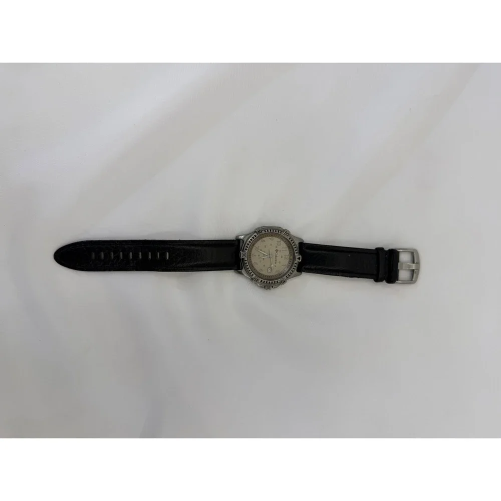 Columbia CL-1202 Field Watch Silver Dial Black Leather Strap 50M Water Resistant